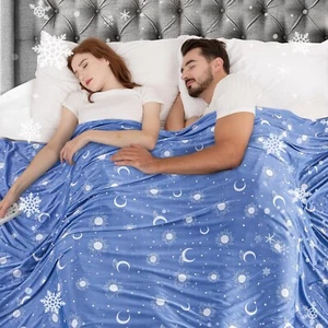 Cooling Blanket Queen Size (90"x90") - Cooling Picnic Outdoor Blue Throw Blan... - Picture 1 of 8