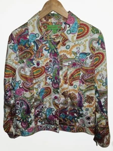 Chaqueta Island Republic, Talla 10 Estampado Cachemira Tropical Brillante, Snap - Imagen 1 de 7