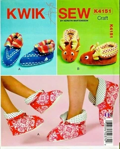 Fuera de imprenta Kwik Sew K4151 Adultos y Niños Pantuflas Acurrucadas Patrón de Costura Tallas XS-XL - Imagen 1 de 3