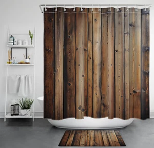Western Brown Barn Rustic Farmhouse Shower Curtain Bathroom Accessories Set - Picture 1 of 23