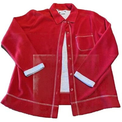Lo último Algodón By Mark Ware Mujer Mediana Polar Camisa Chaqueta Rojo Botón EE. UU. Foto 1 de 4