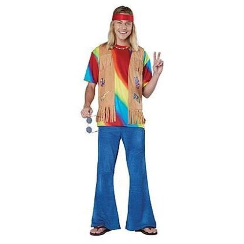NEW MENS TOTALLY GHOUL TIE DYED HIPPIE HALLOWEEN COSTUME SIZE M PARTY DRESS UP - Image 1 of 1
