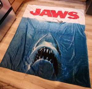 New Jaws Movie 55"x51" Plush GIFT Throw Blanket Shark Attack Silky Soft Touch - Picture 1 of 6
