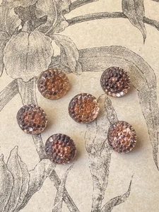 6 Boutons vintage en verre noir & rose - Mercerie - Collection - Picture 1 of 2