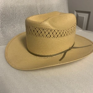 VINTAGE 60s RESISTOL Handwoven Straw Western Cowboy Hat Size 7-1/8" Wheat Toast - Picture 1 of 19