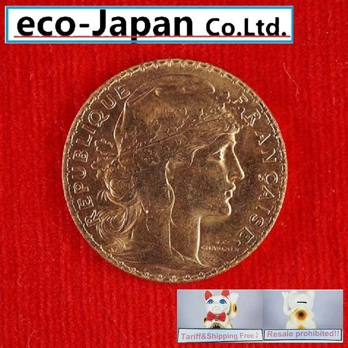 Moneda de oro francesa de 20 francos 1909 Marianne sin arancel Estados Unidos Foto 1 de 2