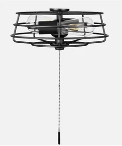 Hampton Bay Universal 2 Light Caged Ceiling Fan LIGHT KIT ONLY Matte Black - Picture 1 of 7