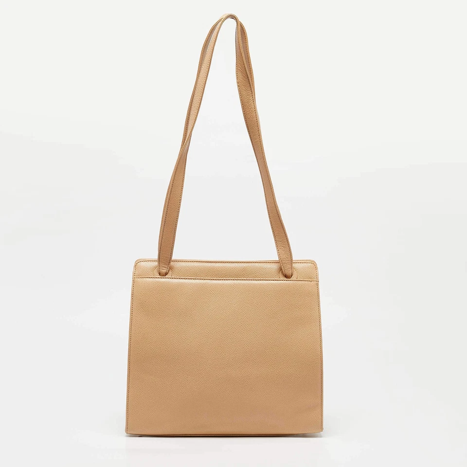 Винтажная сумка-тоут Chanel бежевая икра кожа - Изображение 1 из 4