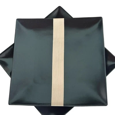 Juego/4 Platos de Cena Mikasa Bambú Negro Gourmet Básicos Tostado Bambú Rayas 11.25" Foto 1 de 4