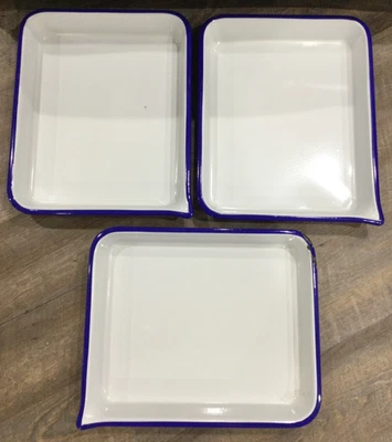 Bandeja resistente a ácidos 3 VHTF 18x15x2,5 CESCO esmalte azul branco fotografia - Imagem 1 de 4