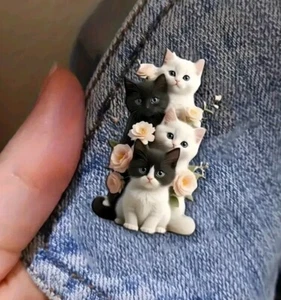 cat Pin Acrylic Flat 2D fashion jewelry NEW Free Ship 2.7 Inch - Picture 1 of 2