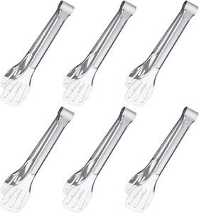 Pinzas para servir 6 piezas, pinzas para buffet de 7 pulgadas, pinzas para alimentos de acero inoxidable para porciones pequeñas  - Imagen 1 de 12