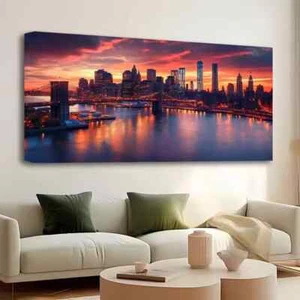 Urban Sunset Landscape Art Oil Painting Poster Home Decoration Mural Canvas - Bild 1 von 5