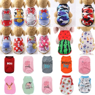 Cartoon Small Dog T-Shirt Vest Pet Puppy Cat Summer Clothes Coat Top Outfit ↔ - Image 1 of 4
