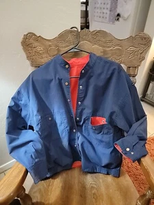 ABVIEN Reversable Aviator Jacket. Snap Closed. Navy Blue And Red. - Picture 1 of 5