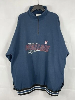 Pulôver Rusty Wallace masculino tamanho XXL 2XL bordado 1/4 zíper grosso - Imagem 1 de 4