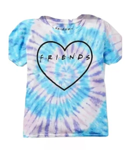 Justice Girls Top Pink Blue Tie Dye 10 Short Sleeve Side Tie Knot Graphic - Picture 1 of 9