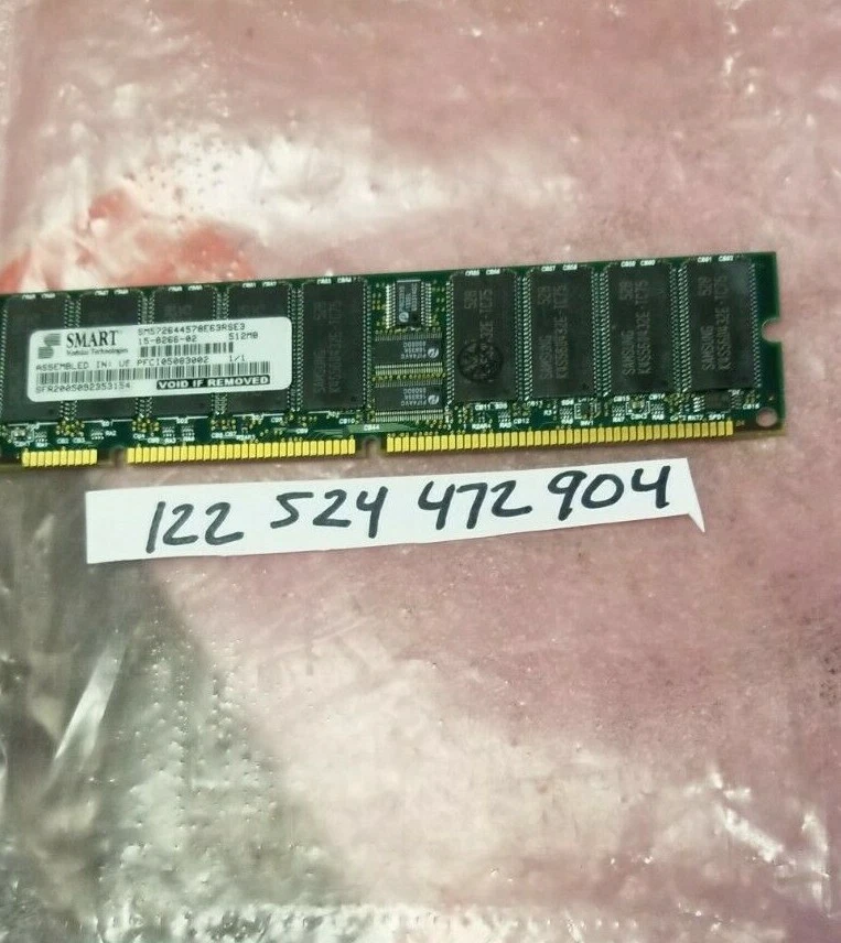 SMART  512MB 2RX4 64X4  SDRAM PC133 168PIN PIN DIMM ECC REG  CISCO ROUTER RAM  - Image 1 of 1