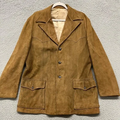 Scully Jacket Mens 44 Brown Genuine Suede 3 Button Western Cowboy Rodeo - Image 1 of 4