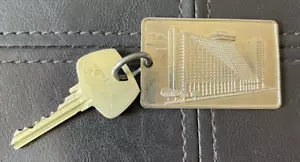 Vintage HYATT REGENCY Hotel Room Key w/LARGE Metal Key Fob SAN FRANCISCO #1215 - Picture 1 of 8