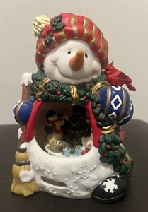 TRADITIONS Musical Snowman Porcelain Movement with Music "Frosty the Snowman" - Picture 1 of 8