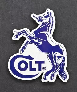 Colt Firearms Rampant Stallion Logo Sticker. Blue On White. Python. Brand New - Picture 1 of 1
