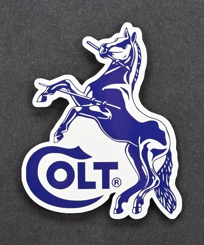 Colt Firearms Rampant Stallion Logo Sticker. Blue On White. Python. Brand New - Image 1 of 1