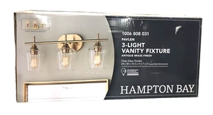 Hampton Bay Pavlen 24 in. 3-Light Antique Brass Vanity Light New - Picture 1 of 3