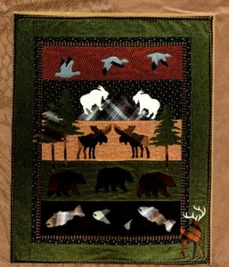 Moose Junction Wall Quilt Pattern Wildlife Bears Fish Geese Mountain Goat - Picture 1 of 2