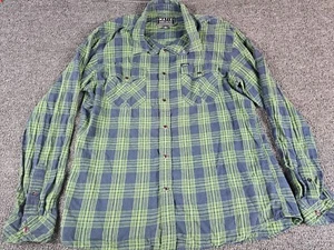 MATIX Men's Long Sleeve Flannel Plaid Snap Up Shirt Size Large Progress Army - Picture 1 of 10