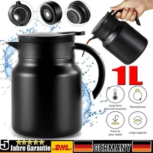 Isolierkanne Isolierflasche Thermo Kanne Kaffeekanne Flasche Edelstahl Schwarz - Bild 1 von 15