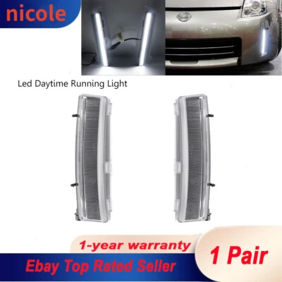 1Pair Clear LED White Side DRL Daytime Running Lights For Nissan 350Z 2006-2009 - Imagem 1 de 4