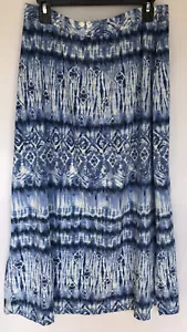 Christopher & Banks Long Maxi Skirt Women's XL Blue White Geometric Print NWT - Picture 1 of 12