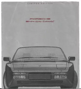 Porsche 944 Turbo Cabriolet Limited Edition 1990-91 UK Market Foldout Brochure - Picture 1 of 2