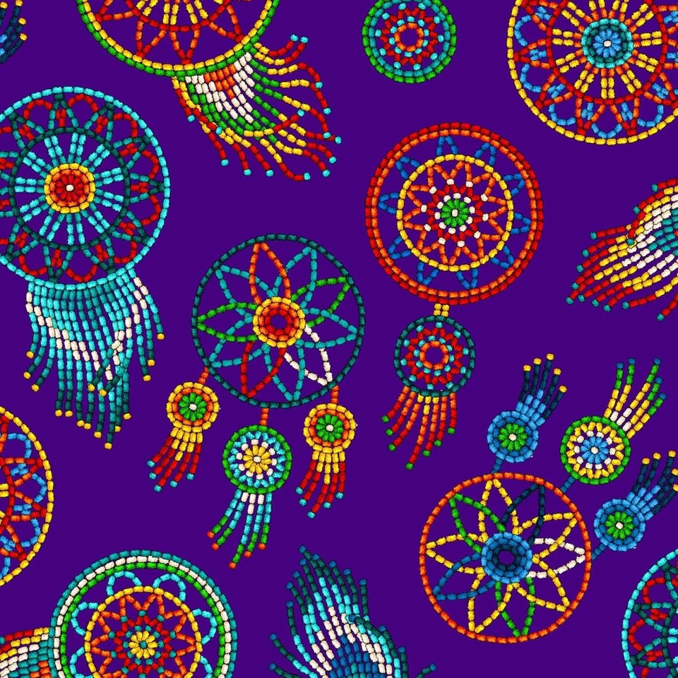 Southwest Fabric - Dream Catcher Toss on Purple - Elizabeth's Studio 30" - Image 1 of 1