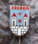 Trebon Czech Bohemian Walled City & Roses Czechoslovak Heraldic Shield Pin Badge