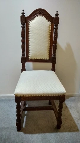 Vintage Mexican/Spanish Style Carved Wood and Upholstered Dining/Accent Chair Cover