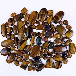 78Pcs 1728Cts Natural Yellow Tiger Eye Cabochon Loose Gemstone 37x22 13x8mm#6938 - Picture 1 of 8
