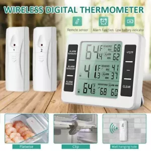 Digital LCD Indoor & Outdoor Weather Station Clock Thermometer Wireless 2 Sensor - Picture 1 of 12