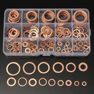 Set of 150 Coppers Crush Washers - Gasket Flat Rings Seal Kit for M5-M22 - Picture 1 of 4