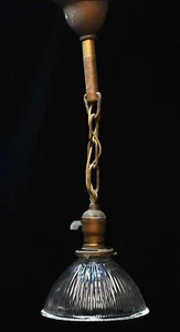 VINTAGE HALOPHANE SHADE CEILING MOUNT PENDANT LIGHT FIXTURE - Picture 1 of 11