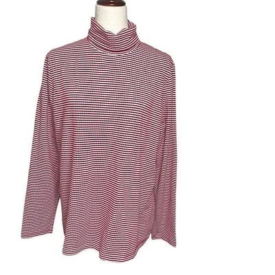Pulôver Croft & Barrow feminino listrado gola alta vermelho branco malha stretch XXL - Imagem 1 de 4