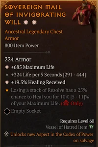š„DIABLO 4š„SEASON 9š„Chest Armorš„2GA Life + Healing - Picture 1 of 1
