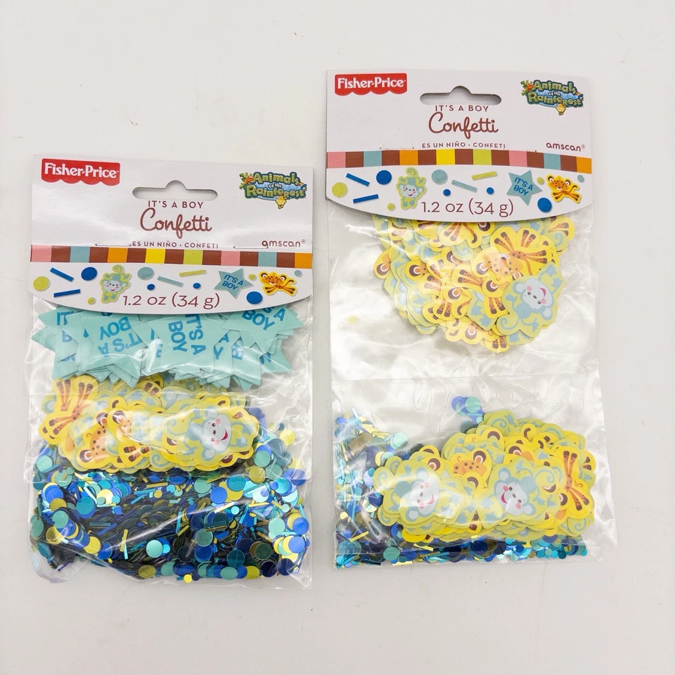 Fisher Price Baby Shower Party Supplies Jungle 1.2 oz. Boy Confetti Mix - Image 1 of 4
