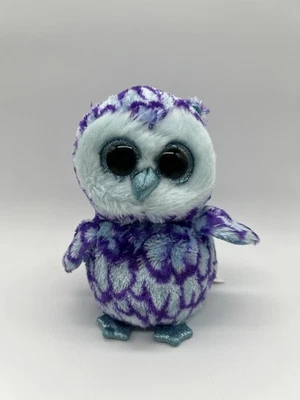 Ty Beanie Boos 6” Oscar The Blue Purple Owl Plush Stuffed Animal Glitter Eyes - Image 1 of 4
