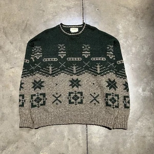 Eddie Bauer Wool Blend Sweater Mens L Winter Nordic Fair Isle Pullover Crew EUC - Picture 1 of 8