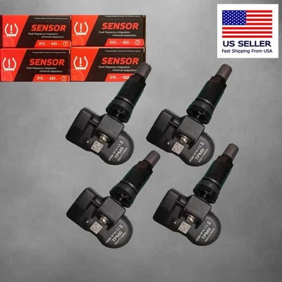 PACK DE 4 sensores de presión de neumáticos TPMS 315 MHz 433 MHz universales de metal negro como Autel Foto 1 de 3