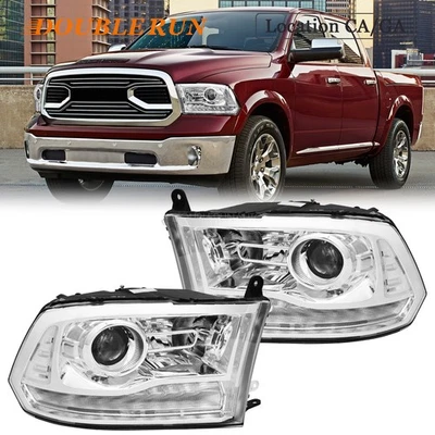 Faros proyectores cromados aptos para Dodge Ram 1500 2500 3500 2013-2018 con LED DRL Foto 1 de 4