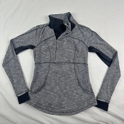Pullover Lululemon Mujer 8 Base Corredor 1/2 Cremallera Espiga Gris Jaspeado Logo Foto 1 de 4
