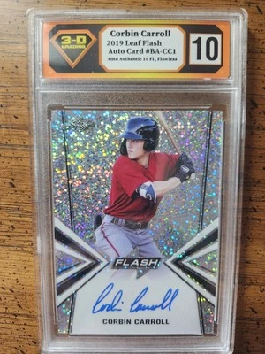 CORBIN CARROLL 2019 LEAF FLASH AUTOGRAPH Graded 10 - DBACKS - Image 1 of 2